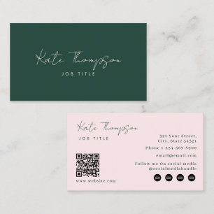 Professioneller moderner grüner rosa minimalistisc visitenkarte
