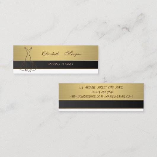 Professioneller moderner Luxus Elegant Golden Dres Mini Visitenkarte (Vorne/Hinten)