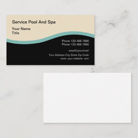 Professioneller moderner Poolservice Visitenkarte (Vorne/Hinten)