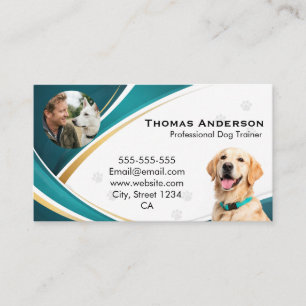 Professioneller moderner Türkis- und Gold-Hundetra Visitenkarte