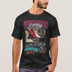 Professioneller Mülltaucher Lustiger Waschbär Boot T-Shirt