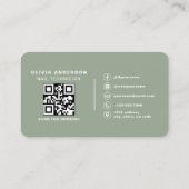 Professioneller Nageldesigner Sage Green QR Code Visitenkarte (Rückseite)