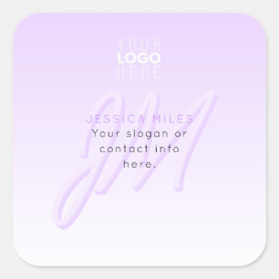 Professioneller Name & Slogan Vorlage Helllila Quadratischer Aufkleber