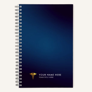 Professioneller Navy Blau Gold Caduceus Medizinisc Notizblock