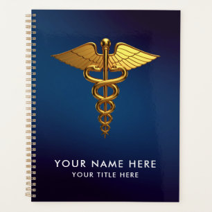 Professioneller Navy Blau Gold Caduceus Medizinisc Planer