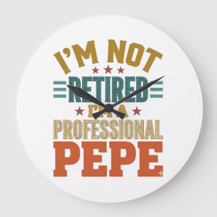Professioneller Pepe Ruhestand Vintage-Typografie- Große Wanduhr