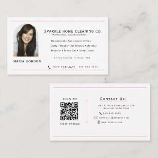 Professioneller Pink Hausreinigung Foto QR Code Visitenkarte