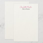 Professioneller Pink Weiß Manager Berater Chef Briefpapier (Vorne/Hinten)