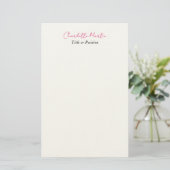 Professioneller Pink Weiß Manager Berater Chef Briefpapier (Stehend Vorderseite)
