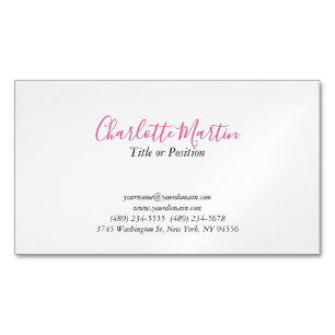 Professioneller Pink Weiß Manager Berater Chef Magnetische Visitenkarte