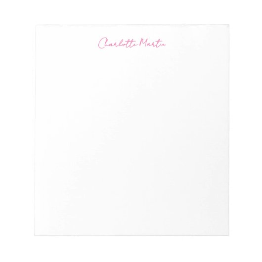 Professioneller Pink Weiß Manager Berater Chef Notizblock (Vorderseite)
