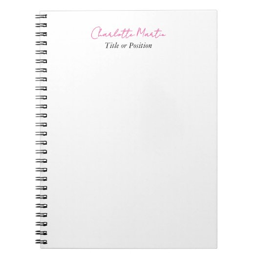 Professioneller Pink Weiß Manager Berater Chef Notizblock (Vorderseite)