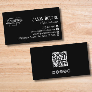 Professioneller QR-Code Fluglehrer für Luftfahrt Visitenkarte