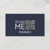 Professioneller QR-Code Luftfahrt Navy Blau Minima Visitenkarte (Rückseite)