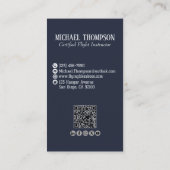 Professioneller QR-Code Luftfahrt Navy Blau Minima Visitenkarte (Rückseite)