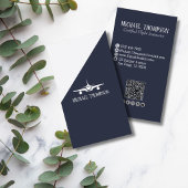 Professioneller QR-Code Luftfahrt Navy Blau Minima Visitenkarte