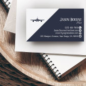 Professioneller QR-Code Luftfahrt Navy Blau Minima Visitenkarte