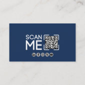 Professioneller QR-Code Luftfahrt Navy Blau Weiß Visitenkarte (Rückseite)