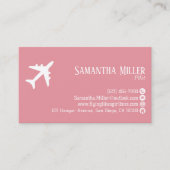 Professioneller QR-Code Luftfahrt Rosa Weiß Benutz Visitenkarte (Vorderseite)