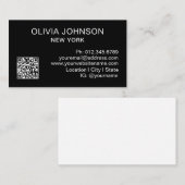 Professioneller QR-Code Modern Minimalistisch Schw Visitenkarte (Vorne/Hinten)