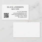 Professioneller QR-Code Modern Minimalistisch Weiß Visitenkarte (Vorne/Hinten)