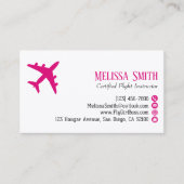 Professioneller QR-Code Rosa Fluglehrer Flugzeug Visitenkarte (Vorderseite)