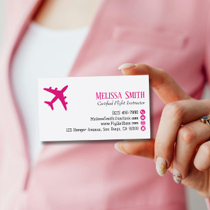Professioneller QR-Code Rosa Fluglehrer Flugzeug Visitenkarte