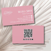 Professioneller QR-Code Rosa Weiß Fluglehrer Visitenkarte