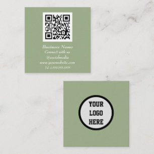 Professioneller QR-Code scannbar Sage Green Modern Quadratische Visitenkarte