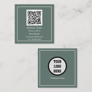 Professioneller QR-Code scannbar Sage Green Quadratische Visitenkarte