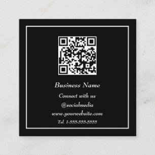 Professioneller QR-Code scannbar Schwarz Weiß Quadratische Visitenkarte