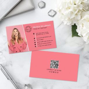 Professioneller rosa QR-Code-Foto Ihr Logo Visitenkarte