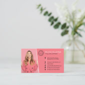 Professioneller rosa QR-Code-Foto Ihr Logo Visitenkarte (Stehend Vorderseite)