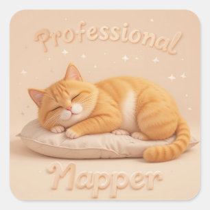 Professioneller Schläferkatze Süße Schlafkatze Quadratischer Aufkleber