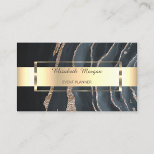 Professioneller Schwarz Gold Streifen Marmor Visitenkarte