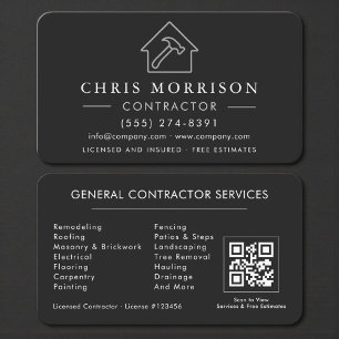 Professioneller Schwarz & Silber QR-Code für Auftr Visitenkarte
