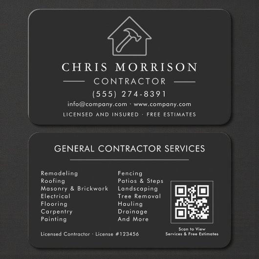 Professioneller Schwarz & Silber QR-Code für Auftr Visitenkarte