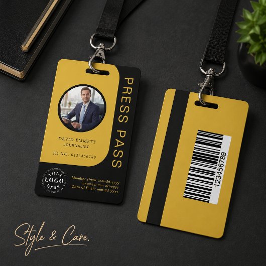 Professioneller schwarzer Medien-Press-Pass-ID-Aus Ausweis