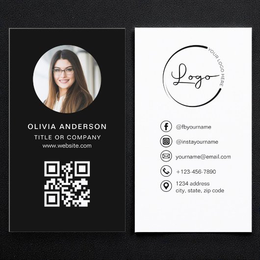 Professioneller schwarzer QR-Code für soziale Medi Visitenkarte