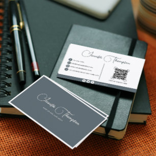 Professioneller Smoke Blue Schrift QR-Code Visitenkarte