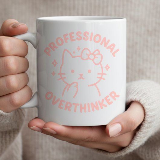 Professioneller Überdenker Lustige Katze Überdenkt Kaffeetasse