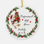 Professioneller Weihnachtsgeschenke-Geber-Gans-Wei Keramik Ornament (Vorne)