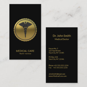 Professionelles 3D Gold Caduceus Medizin Emblem Visitenkarte