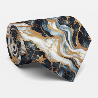 Professionelles Blau, Weiß und Gold Marmor Krawatte