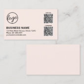 Professionelles Blush-Pink-Logo QR-Code Modern Visitenkarte (Vorne/Hinten)