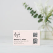 Professionelles Blush-Pink-Logo QR-Code Modern Visitenkarte (Stehend Vorderseite)