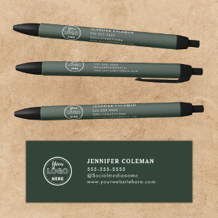 Professionelles Branding-Promo-Logo Waldgrün Kugelschreiber