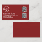 Professionelles Burgunder Logo QR Code Modern Visitenkarte (Vorne/Hinten)