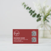 Professionelles Burgunder Logo QR Code Modern Visitenkarte (Stehend Vorderseite)