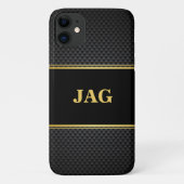 Professionelles Carbon Schwarz & Gold Monogramm Case-Mate iPhone Hülle (Rückseite)